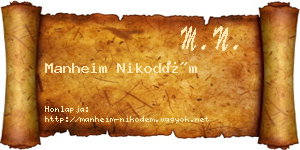 Manheim Nikodém névjegykártya